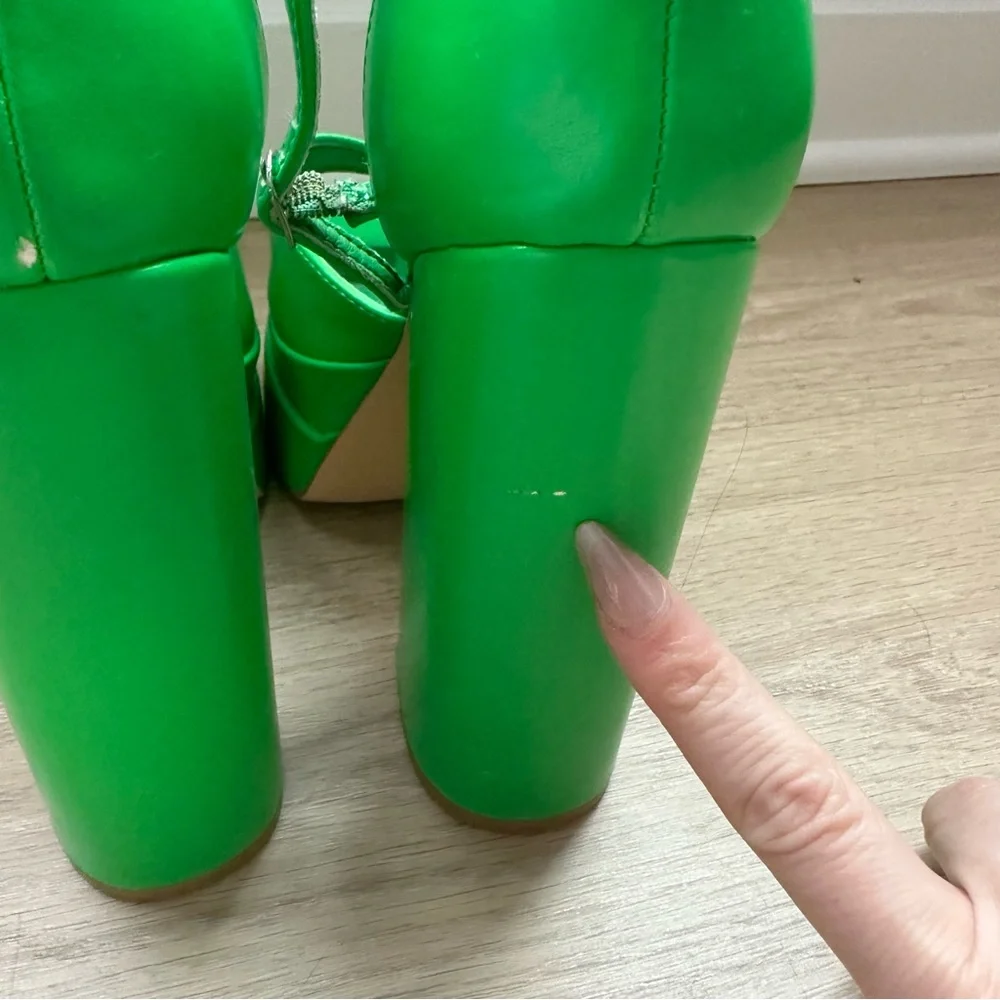 SHEIN Green Platform Peep-Toe High Block Heel Sandal